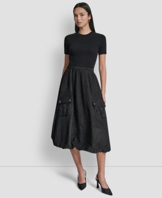 Women's Mix Media Cargo Pocket Sweater Dress