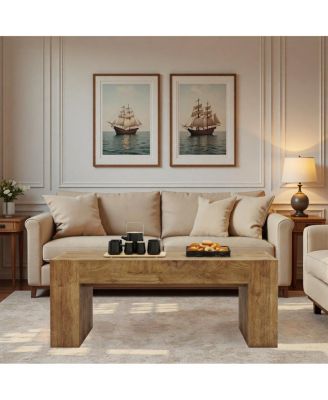 Farmhouse Coffee Table with Hidden Storage Drawer