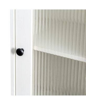 Tall Display Cabinet & Bookshelf with 6 Shelves & Glass Door