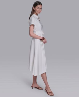 Women's Zip-Up Midi Shirt Dress
