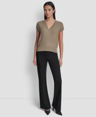 Women's Ribbed Short-Sleeve Sweater