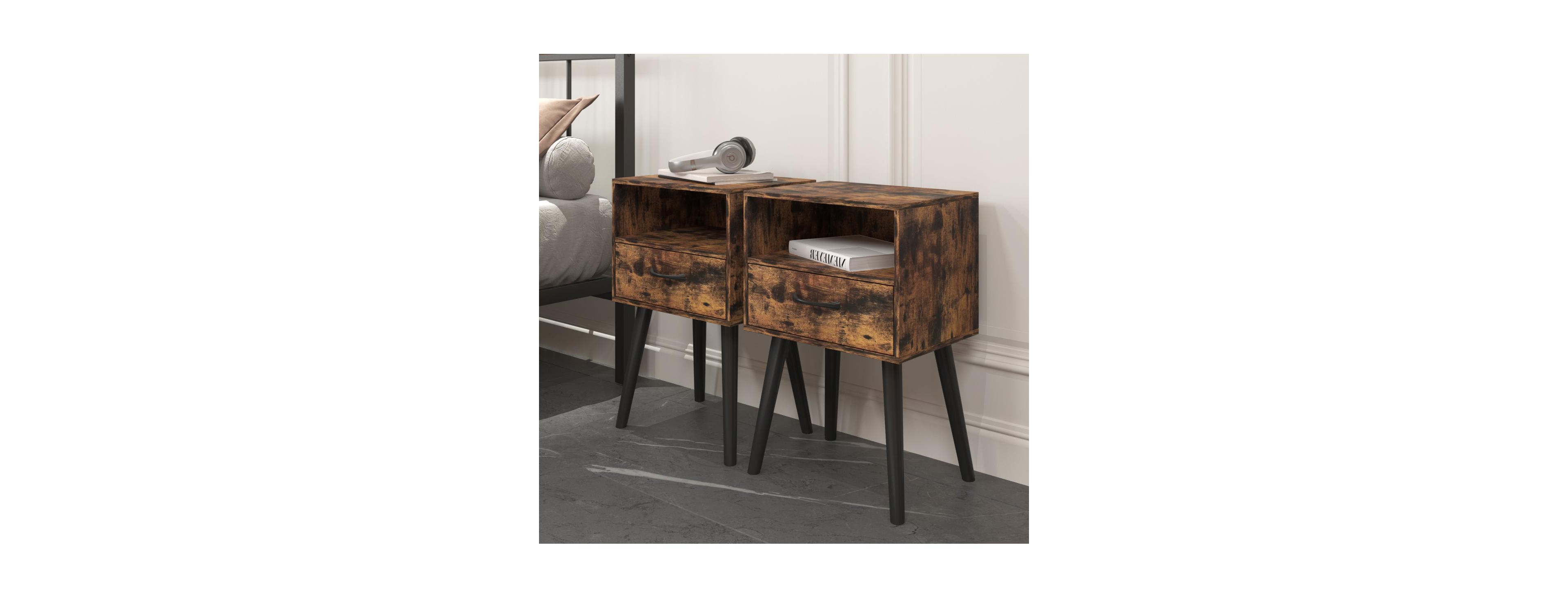 Streamdale Furniture Modern Bedside Table with Storage Drawer and Open Shelf