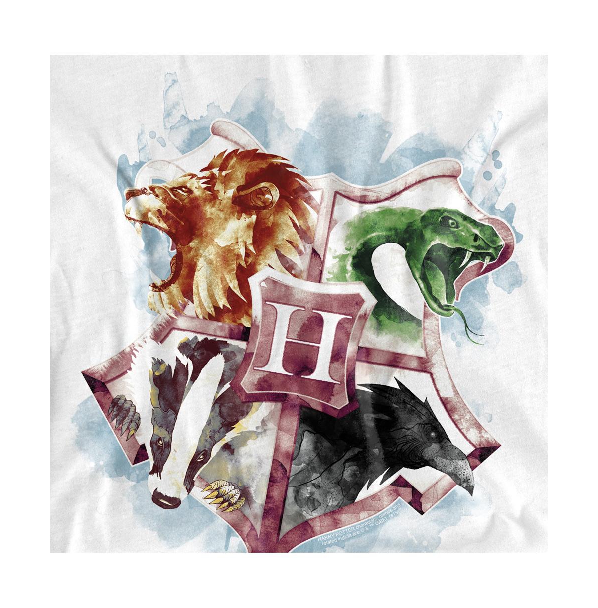 Harry Potter Men's Hogwarts Crest Watercolor T Shirt