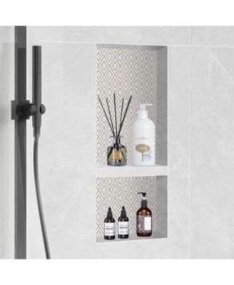 Shower Niche, Ready for Tile, 16" x 32", Double Shelf, Recessed Wall Insert, Sealed Waterproof, Square Corners, Black