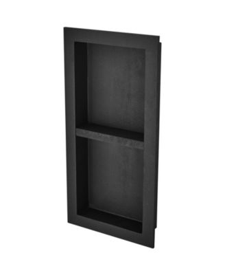 Shower Niche, Ready for Tile, 16" x 32", Double Shelf, Recessed Wall Insert, Sealed Waterproof, Square Corners, Black