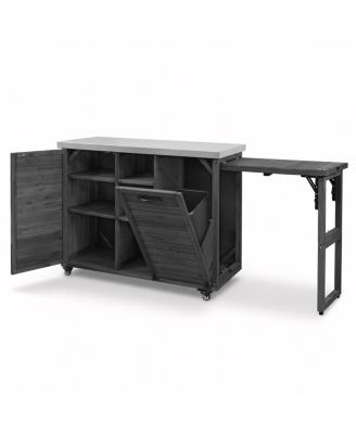 78.3" Outdoor Kitchen Island with Foldable Grill Table.