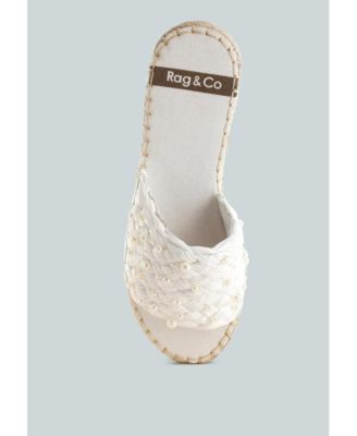 Womens Yakna Pearl Embellished Woven Flats