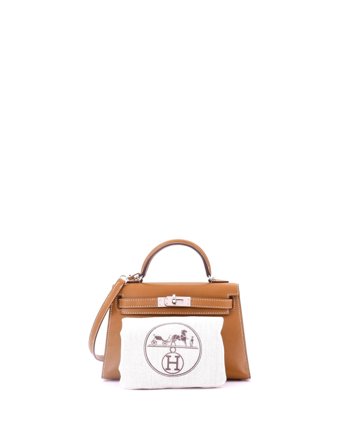 Pre-Owned HERMES Kelly 20 Handbag Brown Veau Butler with Palladium Hardware