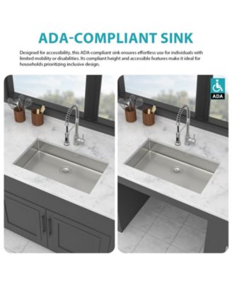 27x18x5.5inch ADA Compliant Kitchen Sink Undermount Stainless Steel Single Bowl 16 Gauge