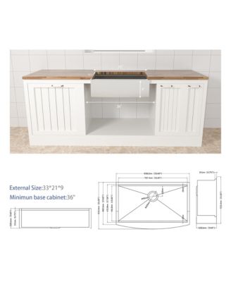 33x21x9inch Farmhouse Kitchen Sink Workstation Stainless Steel 16 Gauge Apron Front