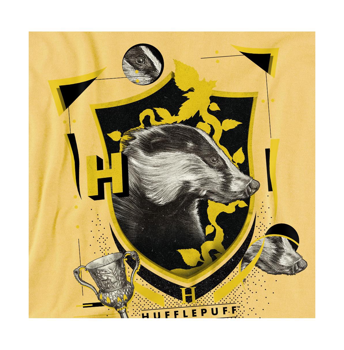Harry Potter Men's Hufflepuff Shield Wrealistic Badger T Shirt
