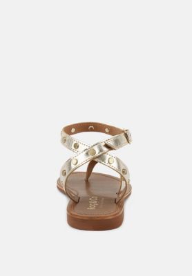 OPRAH Womens Studs Embellished Flat Sandals