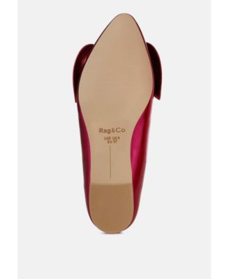 Womens Bromelia Metallic Pleather Bow Ballerinas