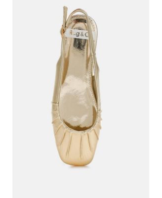 Womens Berni Metallic Square Toe Flat Slingbacks