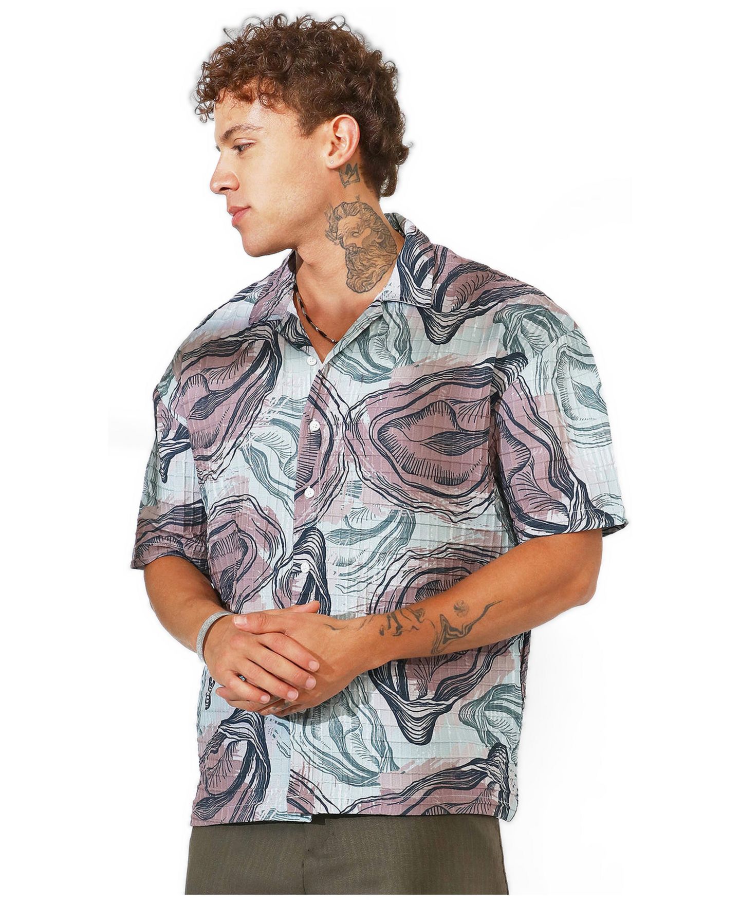 Мужская рубашка Cahoot Campus Sutra Oceanic Oversized, цвет: Серый — фото 3