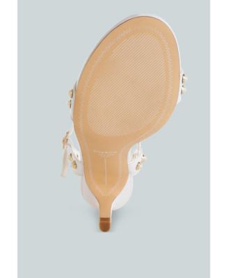 Womens Nidara Studded Real Leather Kitten Sandals