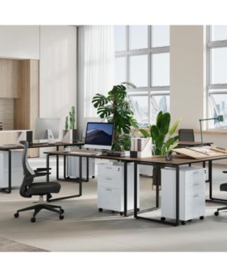 3-Drawer Rolling File Cabinet with Lock, Wooden Mobile Filing Cabinet for Home Office & Under Desk Storage, White