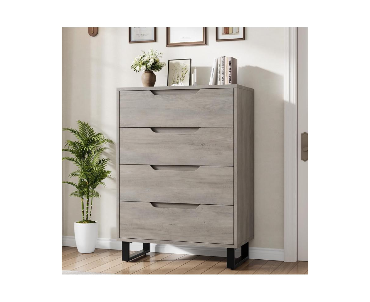 gaomon 4-Drawer Dresser for Bedroom, 41.5" Tall Freestanding Storage Chest, Grey - Grey