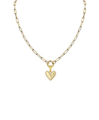 Elena “Love You” Pav&eacute; Heart Necklace