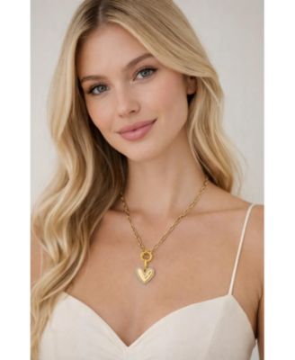 Elena “Love You” Pav&eacute; Heart Necklace