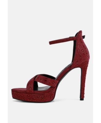 REGALIA Womens Rhinestone Embellished Stiletto Sandals