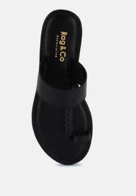 HARRIS Womens Toe Ring Braided Slip On flats