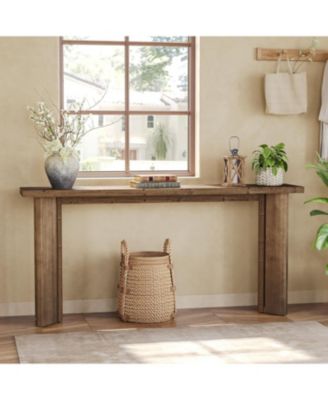 Solid Wood Console Table, 70.9-Inch Narrow Long Sofa Table, Farmhouse Entryway Table