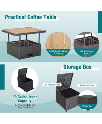 7pcs Patio Outdoor PE Wicker Cushioned Furniture Conversation Set Sectional Sofa