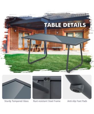 4-Piece Metal Patio Furniture Chat Set Outdoor Conversation Table Garden