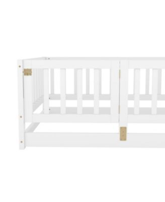 Twin Montessori Floor Bed with Fence and Door