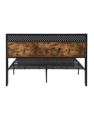 King Platform Bed with Headboard, USB Ports, Storage Drawers, LED Lights