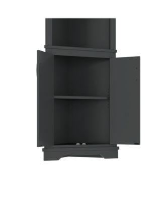 Tall Black Corner Cabinet with Doors