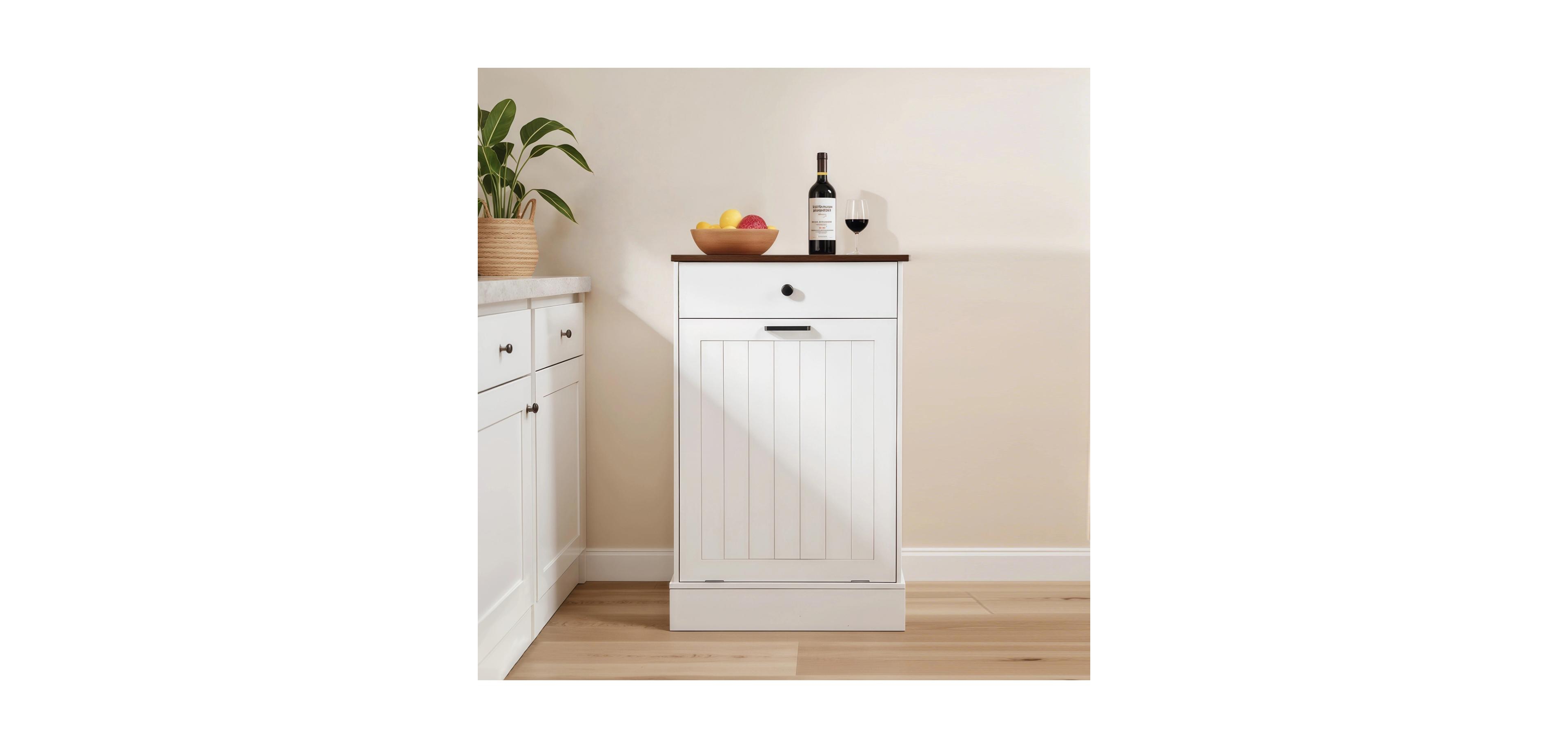 Streamdale Furniture Tilt Out Trash Can Cabinet with Drawer