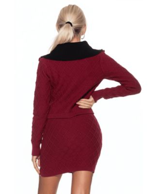 Women's Alina Fully Knit Cardigan with Contrast Collar