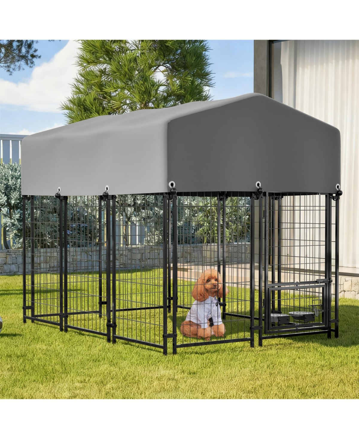 Aostirmotor Dog Crate with Double Lock & Rotating Feeder