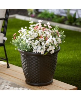 Sonora 18 Inch Resin Wicker Decorative Yard Garden Flower Planter