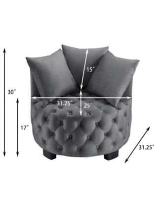 Contemporary Upholstered Tufted Leisure Chair Accent Chair Dark