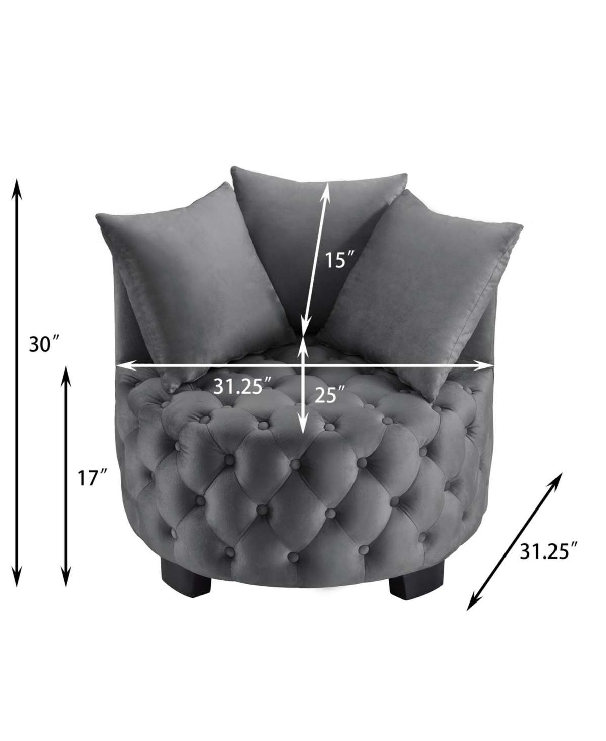 Streamdale Furniture Contemporary Upholstered Tufted Leisure Chair Accent Chair Dark