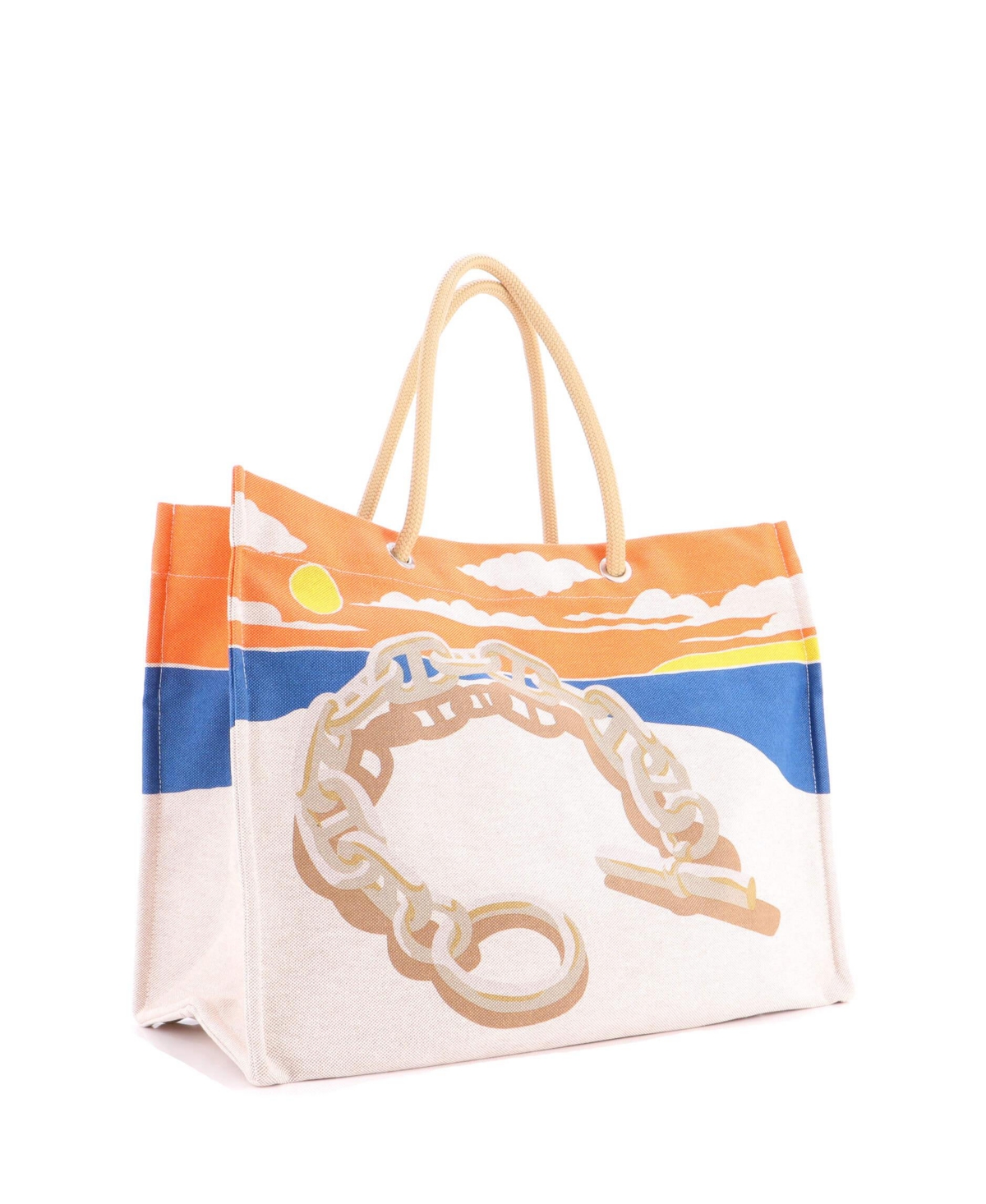 Pre-Owned HERMES Escale A La Plage Beach Bag Printed Toile