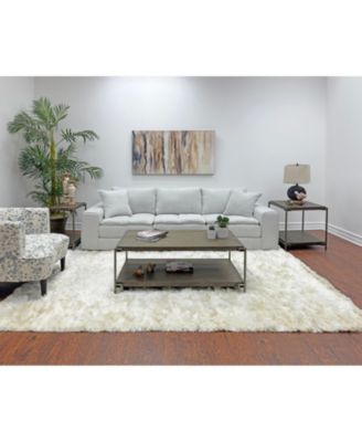 Metal Frame Wood Living Room Coffee Table with Casters