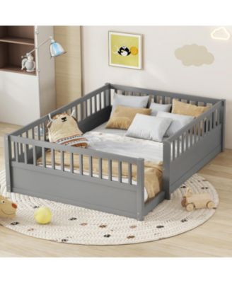 Montessori Floor Bed Frame with Fence