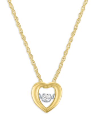 Heart Diamond Pendant Necklace (1/10 ct. t.w.) in 14k Yellow Gold Over Sterling Silver