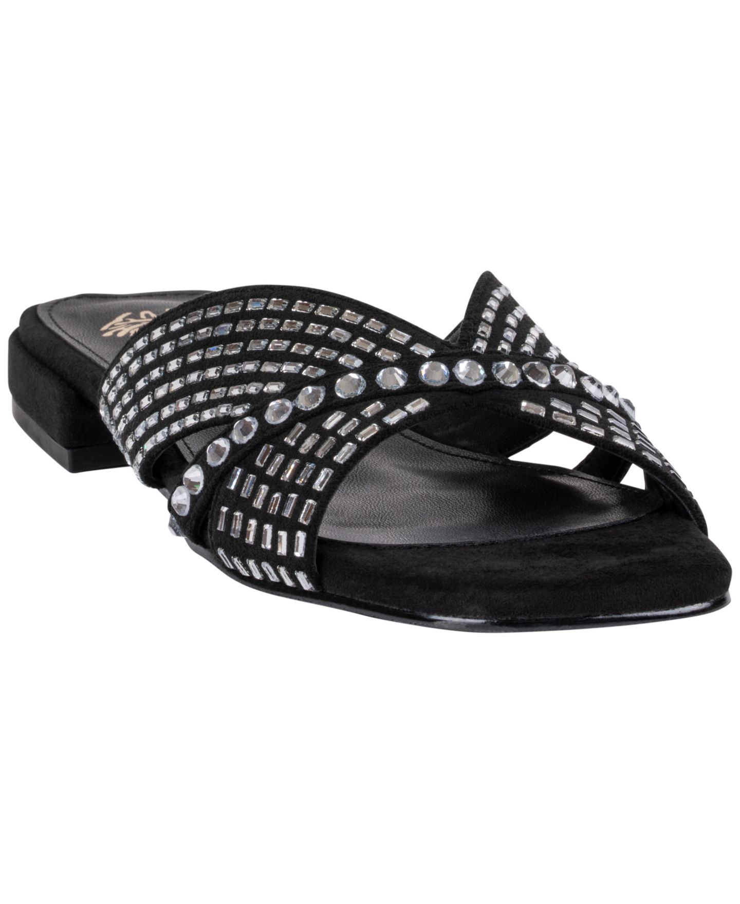 Женские сандалии GC Shoes Elara Embellished Slide Flat, цвет: Чёрный — фото 1