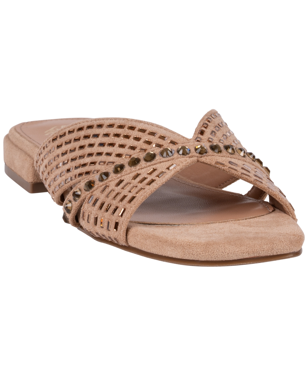 Gc Shoes Women's Elara Rhinestone Crisscross Flat Sandals - Nude