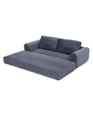 Streamdale 2-in-1 Folding Convertible Sofa Bed, Modern Corduroy Sleeper Couch with 2 Pillows, Gray