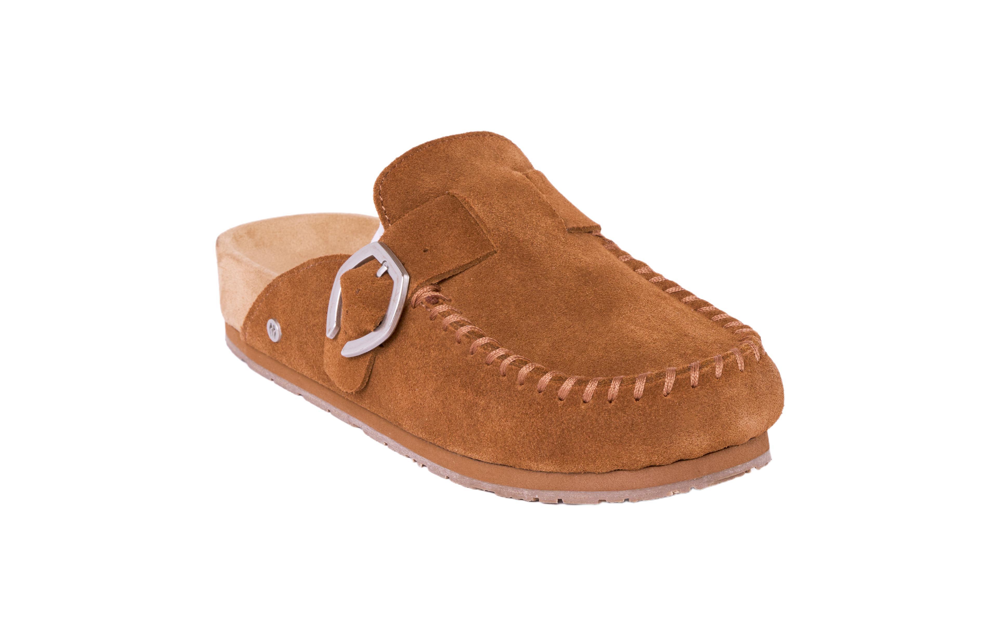 Minnetonka Women's Suede Adjustable Buckle Clogs