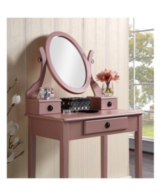 Moniys Wood Moniya Makeup Vanity Table and Stool Set