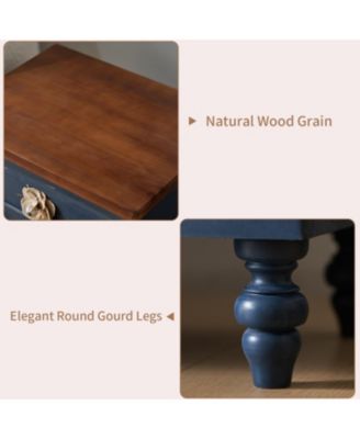 Vintage Farmhouse End Table - 19" Rustic Nightstand, 3 Drawers