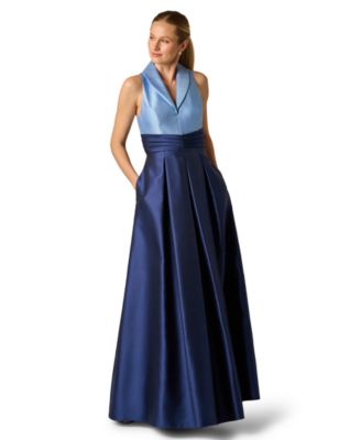 Women's Colorblock V-Neck Gown