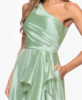 Women's Metallic Draped One-Shoulder Gown